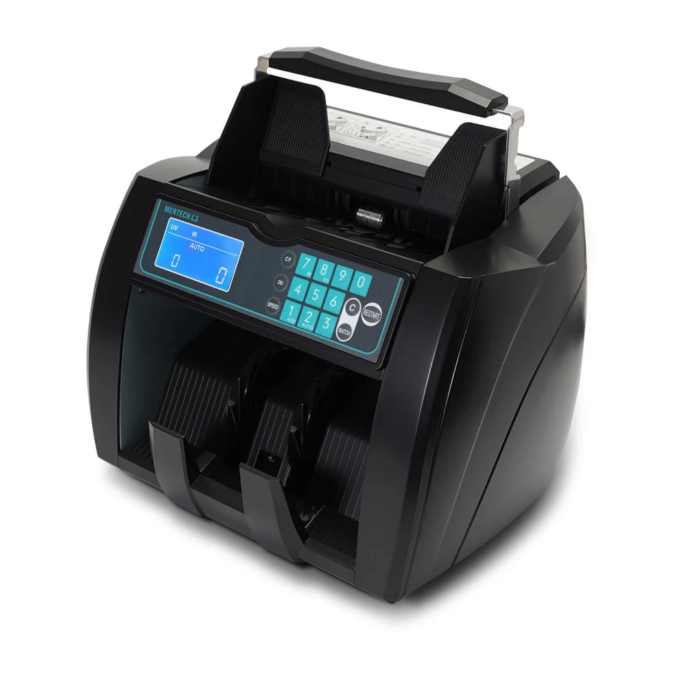 Мультивалютный счетчик банкнот MERTECH C-3 black Скорость: 600/1000/1200/1900 Виды детекции: УФ, по оптической плотности, по размеру Приемный лоток: 130 шт Загрузочный лоток: 300 шт Цвет: Черный Габ