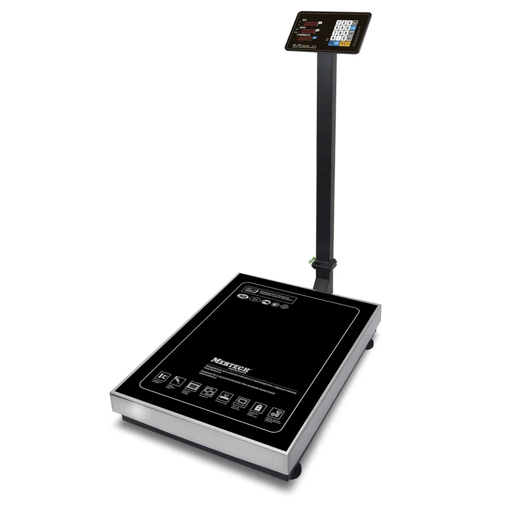 Торговые напольные весы M-ER 333 ACLP-300.50/100 "TRADER" с расч. стоимости LED "Индикация: светодиодная Габариты: 920х600х910 мм Платформа: 600x800 мм Вес: 22,5 кгМаксимальный вес: 300 кг Минимальн