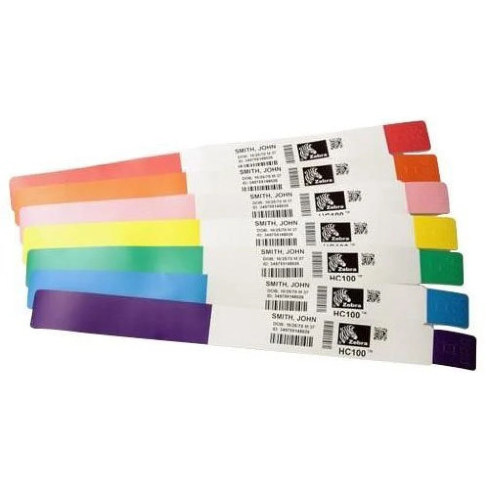 Opaska identyfikacyjna dla dorosłych 25x279/200, 10006995-2K termiczna polipropylen klej akrylowy na końcówkach 1 rząd nawój zewnętrzny kasetki kolor niebieski kształt nieregularny na klej (1 op x 6