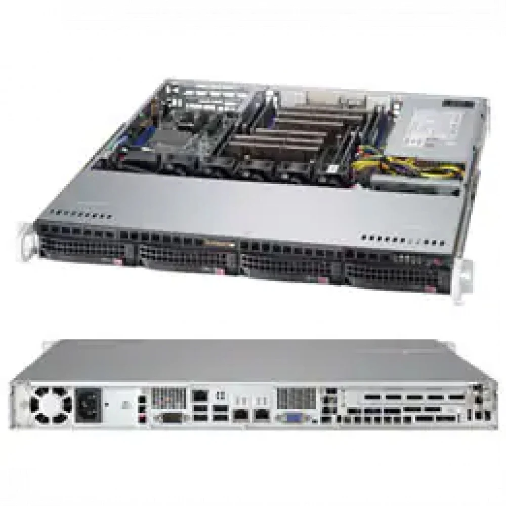 Сервер 1U Rack Supermicro CSE-813MFTQC-505CB/X11SCL-F/Intel Xeon E2236 6 core 3.4Ghz/16GB EUDIMM/2x 1GBE LAN Rj45/2x 480GB SATA SSD/500W