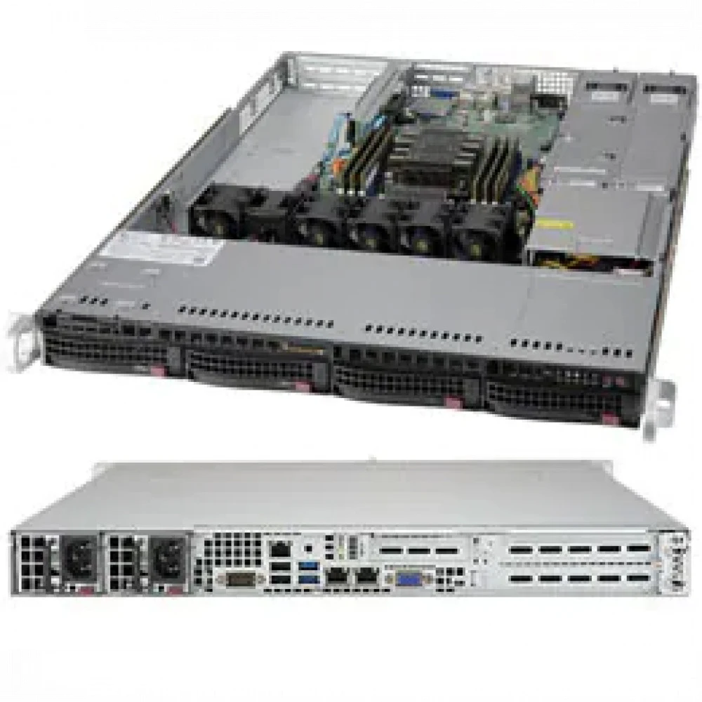 Сервер 1U Rack Supermicro CSE-815TQC-R504WB2/X12SPW-TF/Intel Xeon Gold 6314U 32core 2.3Ghz/2x 32GB DDR4 RDIMM/1x 480GB SSD m.2 NVME/Intel® C621A controller RAID 0,1,5,10/2x 480GB SSD SATA 2.5"/Dual
