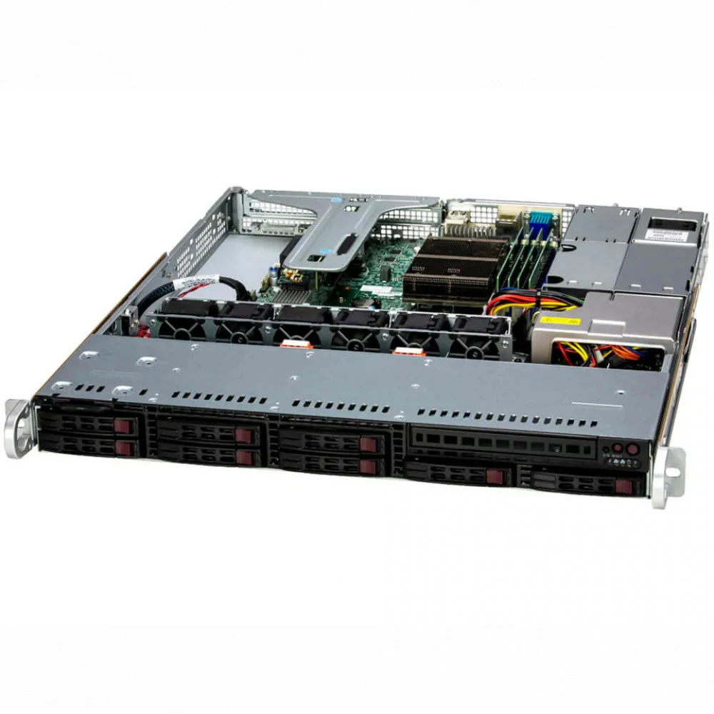 Сервер 1U Rack Supermicro SYS-111R-M/Intel Xeon E2436 6 core 12 threads 2.9Ghz/32GB ECC UDIMM DDR5/2x 1GbE RJ45/8x 2,5" SATA drive bays/600W