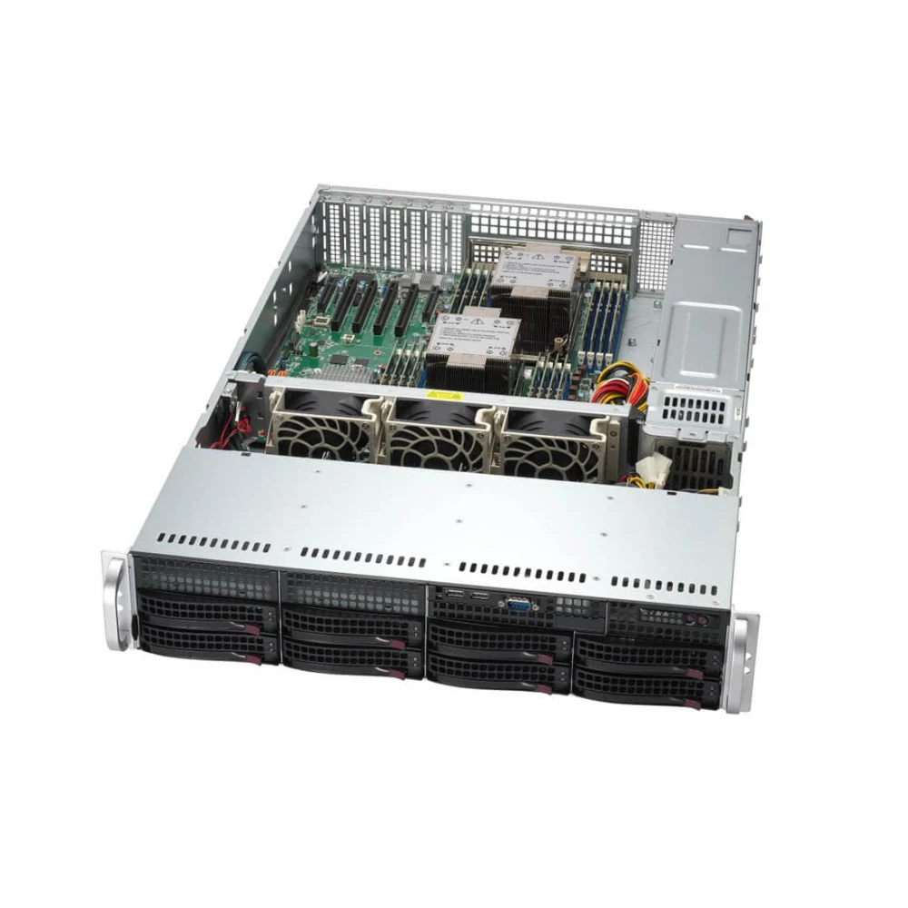 Суперсервер (промышленный компьютер), Supermicro, SYS-621P-TRT 419, Xeon Silver 4510, 1x32GB DDR5-5600 ECC RDIMM, 1x480GB NVMe PCIe 4.0 SSD M.2, 2x1200W, 2 RJ-45 10G LAN