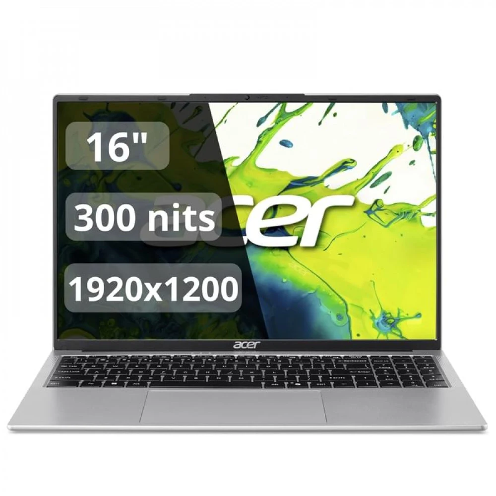 Ноутбук Acer/Aspire Lite AL16-54P-35CF/1г/Core i3/1305U/1,6 GHz/8 Gb/PCIe NVMe SSD/256 Gb/No ODD/Graphics/UHD/256 Mb/16 ''/1920x1200/Без операционной