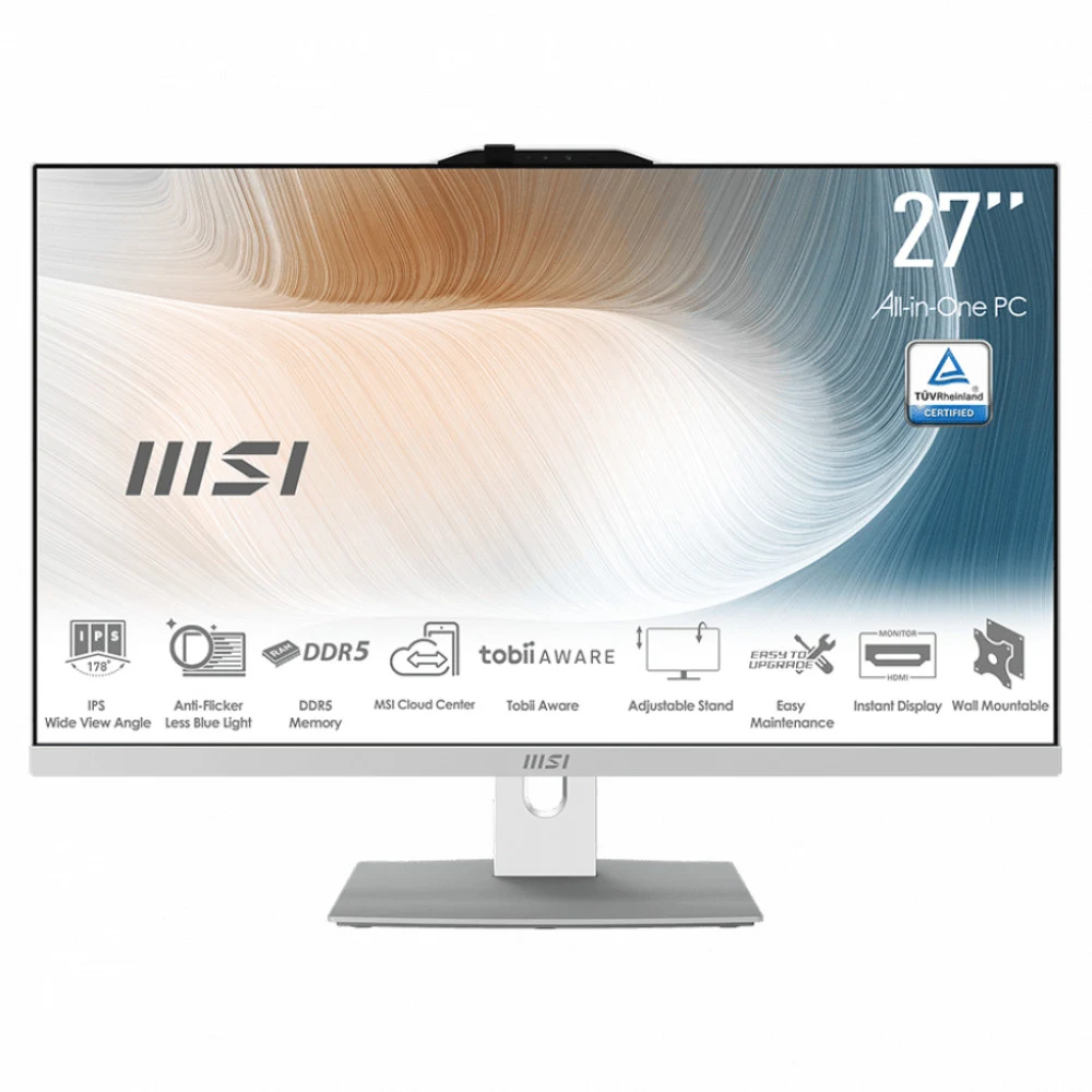 Моноблок MSI Modern AM272P 1M 27'' FHD, Ultra 7 150U, 32Gb, 1Tb, Non-OS, Белый Клавиатура + Мышь в комплекте (батареек нет), 1M-685XRU