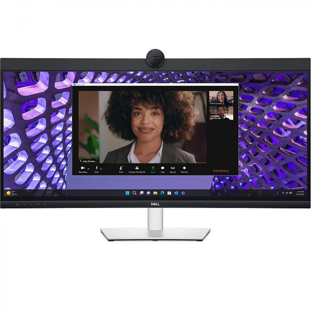 Монитор Dell 34" P3424WEB Curved S/BK(IPS 21:9 3440x1440x60Hz 300cd/m2 1000:1 5ms 178/178 1.07bill DP1.2(HDCP2.2),HDMI2.2,2xType-C,4xUSB 3.2(Gen1) RJ45 WСam4MP RGB+IR2K mcr 2x5W HAS Tilt Swiv VESA)