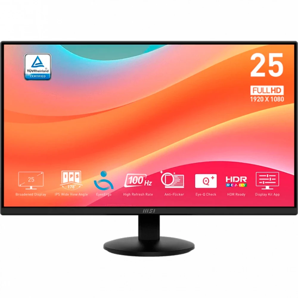 Монитор MSI 24.5" Pro MP252L черный IPS LED 1ms 16:9 HDMI M/M 1300:1 250cd 178гр/178гр 1920x1080 100Hz DP FHD 3.3кг
