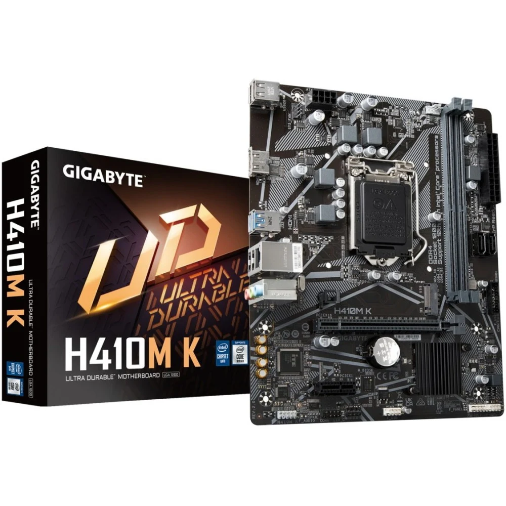 Материнская плата GIGABYTE H410M K 2.0, LGA1200, Q470, 2*DDR4, 2*SATA, 1*M.2, 2*USB 3.2, 4*USB 2.0, 1*PCIx16, 1*PCIx1, HDMI, mATX