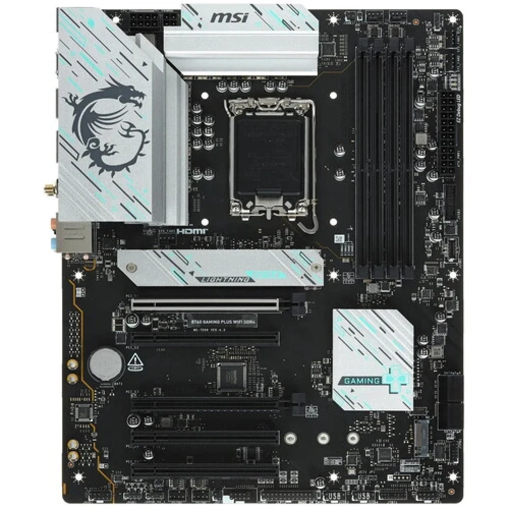 Материнская плата MSI B760 GAMING PLUS WIFI DDR4 B760, LGA1700, 4*DDR4, 5*PCIEx16, 2*M.2, 2*TypeC, 2*USB3.2Gen2, 2*USB3.2Gen1, 8*USB2.0, 4*SATA3.0, 2.5G, DP, HDMI, ATX, RTL