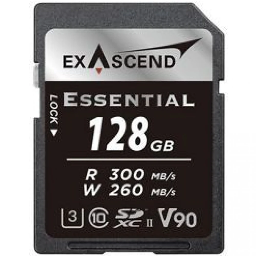 Карта памяти SD Exascend Essential, 128Gb, SDXC II, UHS-II (V90), R300/W260 EX128GSDU2-S