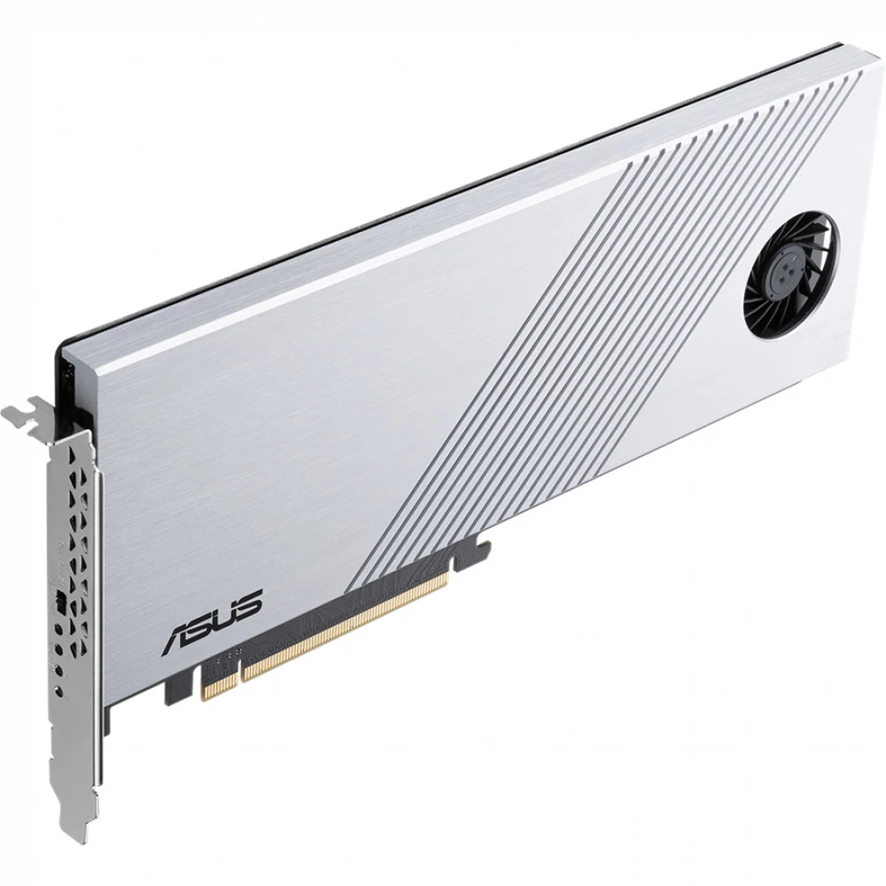 Внутренний адаптер для создания RAID-массивов ASUS HYPER M.2 X16 GEN 4 CARD. Поддерживает четыре устройства NVMe M.2 (2242/2260/2280/22110) со скоростью до 256 Гбит/с для AMD TRX40/X570 PCIe 4.0 NVM