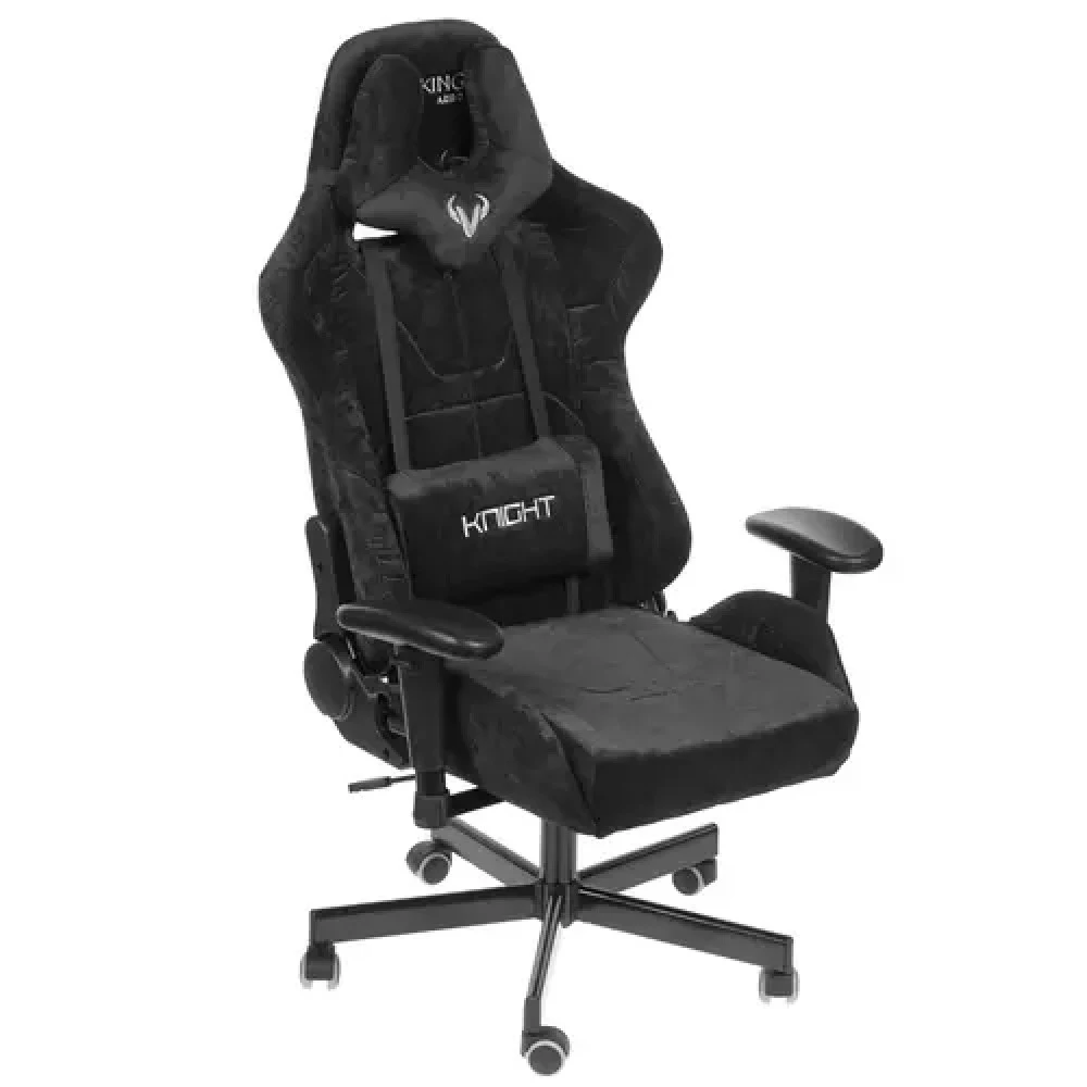 Кресло игровое Zombie VIKING KNIGHT Fabric черный Light-20 с подголов. крестовина металл