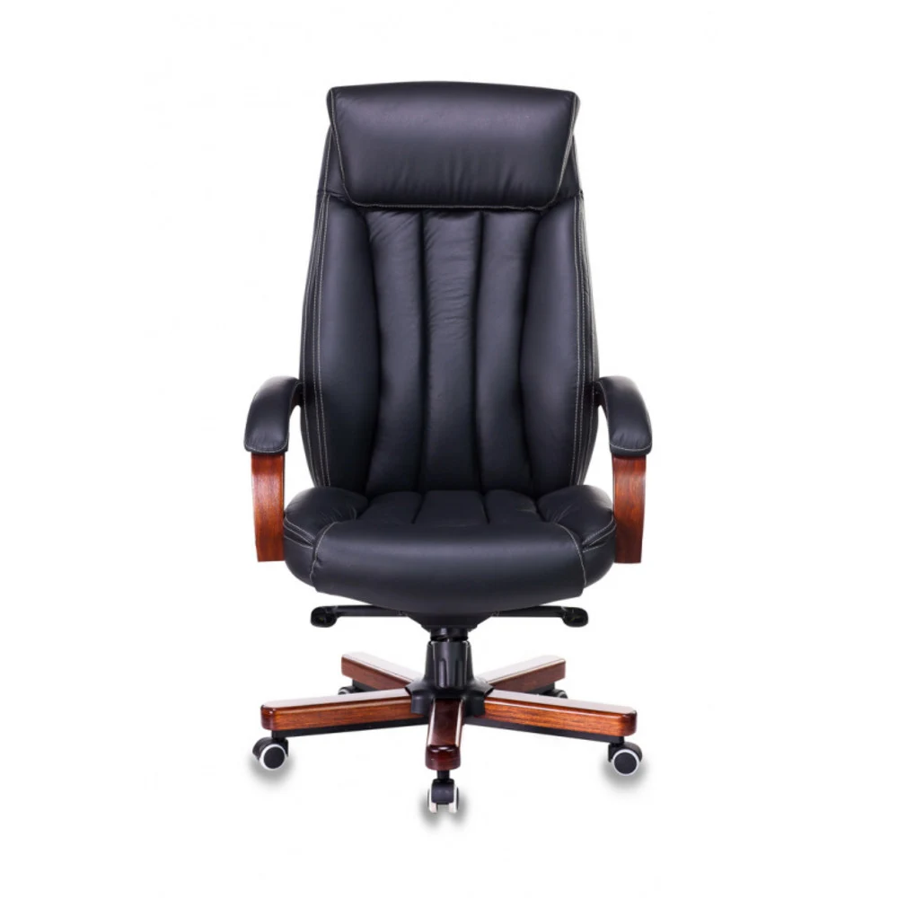 Кресло руководителя Бюрократ T-9922WALNUT/BLACK черный кожа крестовина дерево