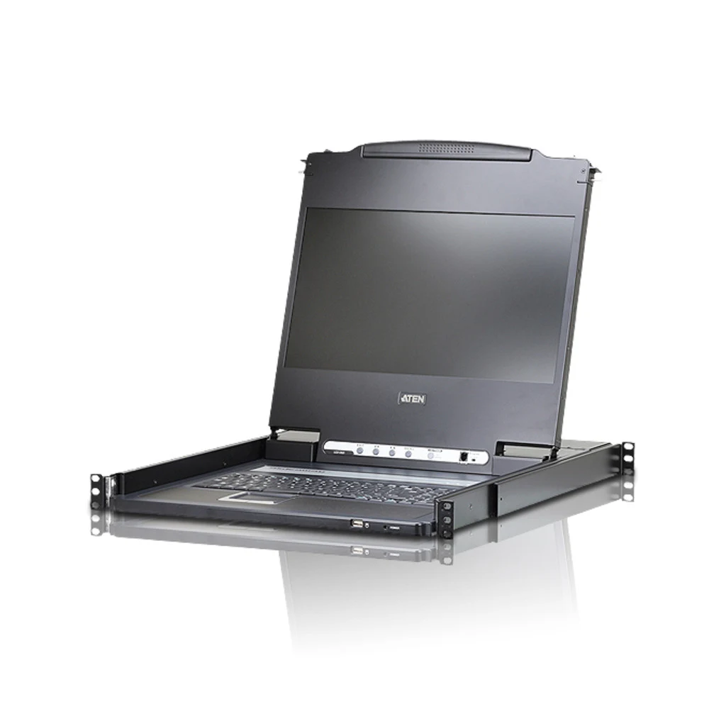 Kонсоль управления, для KVM-переключателей, электрон., 19", HD, SVGA+KBD+MOUSE PS/2 USB,DVI с KVM шнуром USB 1.8м, LCD экран 17", лат./рус.Kлав., (выход на вторую конс 1280x1024 75Hz DDC2BKрепление