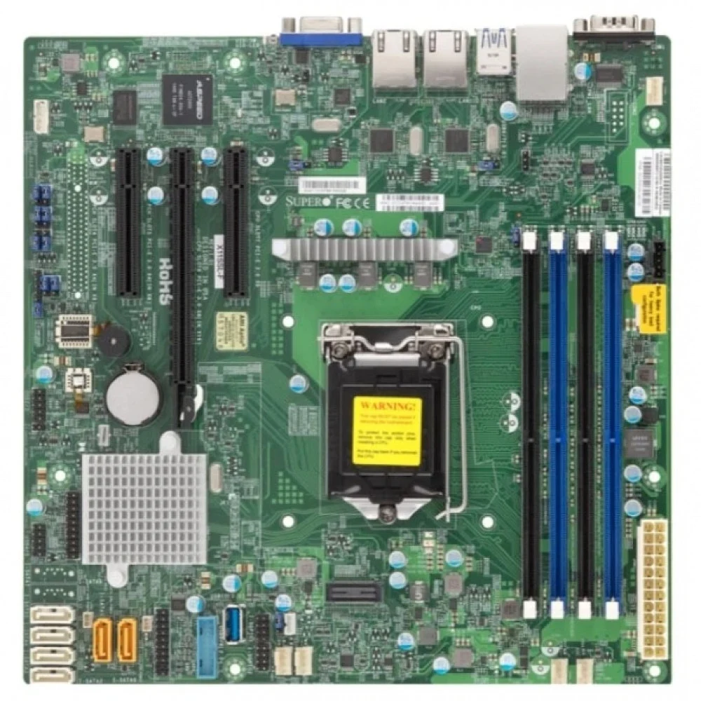 Материнская плата SuperMicro MBD-X11SSL-F-B Micro-ATX LGA 1151 64GB Unbuffered ECC UDIMM DDR4-2400MHz, in 4 DIMM slots 6 USB 2.0 ports 5 USB 3.0 ports 1 PCI-E 3.0 x8 (in x16 slot) 1 PCI-E 3.0 x8 1 P