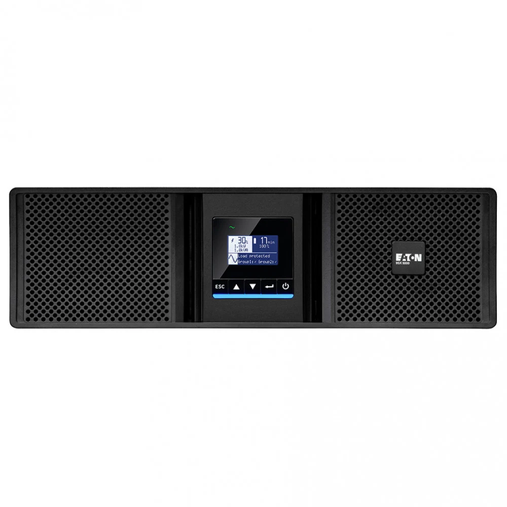Источник бесперебойного питания, Eaton, 9SX6KIRT3UG2, Онлайн, Стоечный 19" 3U, Мощность 6000ВА/6000Вт, Диапазон работы AVR: 176-276В (с возможностью регулировки до 100-276В), Бат.: 12В/5 Ач*15шт., Ч