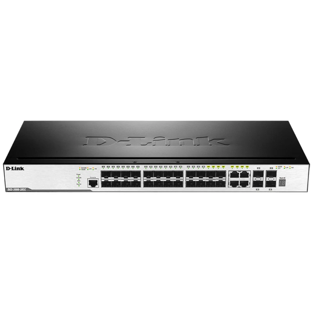 Коммутатор D-Link PROJ Управляемый L2 стекируемый коммутатор, 20x1000Base-X SFP, 4x10GBase-X SFP+, 4xCombo 1000Base-T/SFP, защита от статического электричества до 6 кВ, CLI, консольный порт RJ-45, R