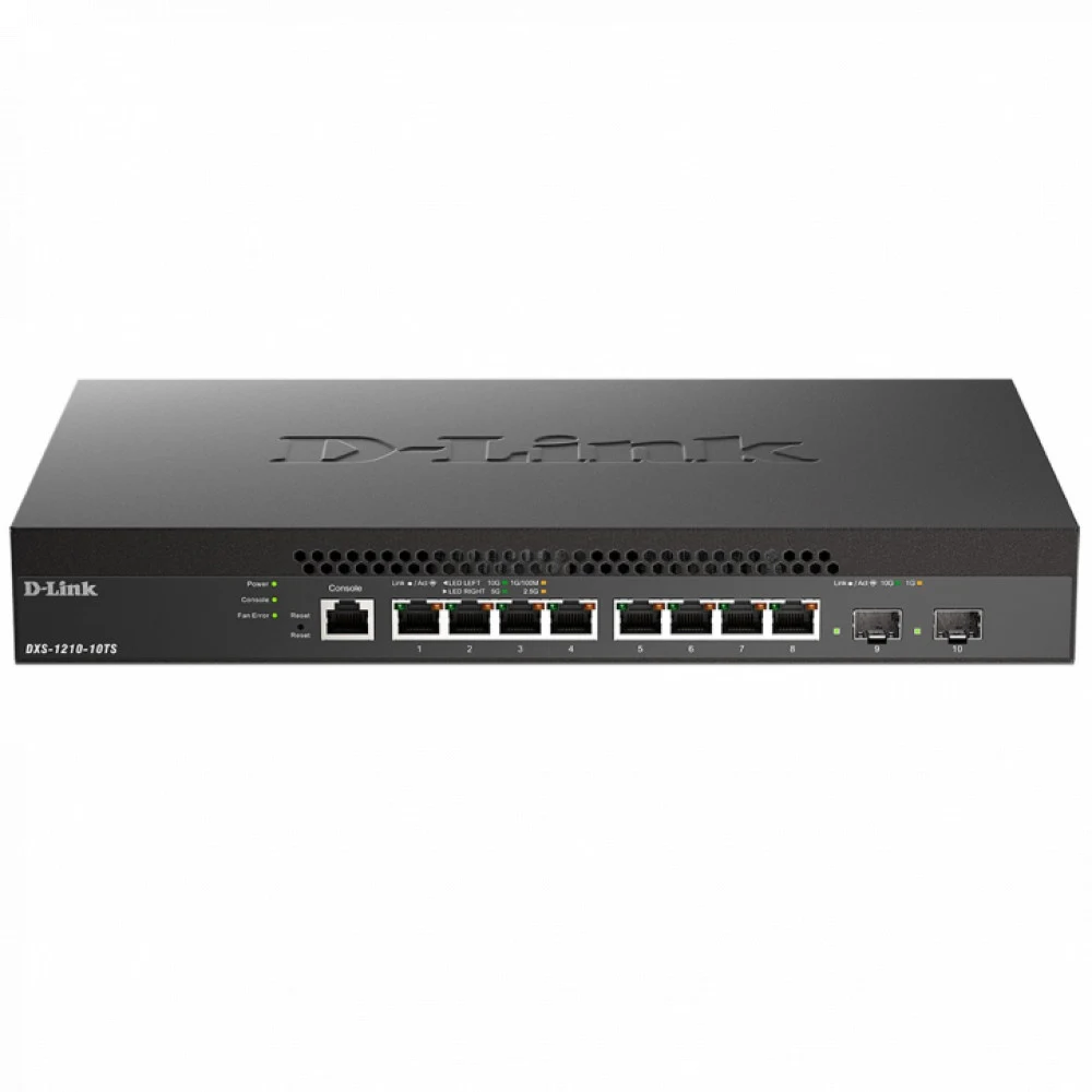 Коммутатор D-Link Управляемый L2+ коммутатор, 8x10GBase-T, 2x10GBase-X SFP+, CLI, Web-интерфейс, SNMP, консольный порт RJ-45
