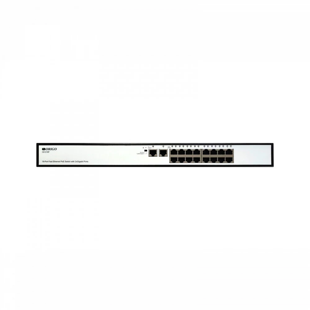 Коммутатор ORIGO OS1218P/190W/A1A Неуправляемый PoE-коммутатор, 16x100Base-TX, 2x1000Base-T, PoE до 250м OS1218P/190W/A1A Неуправляемый PoE-коммутатор, 16x100Base-TX, 2x1000Base-T, PoE до 250м