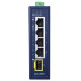 коммутатор/ PLANET IGS-510TF IP30 Compact size 4-Port 10/100/1000T + 1-Port 100/1000X SFP Gigabit Ethernet Switch (-40~75 degrees C, dual 9~48V DC/24V AC)