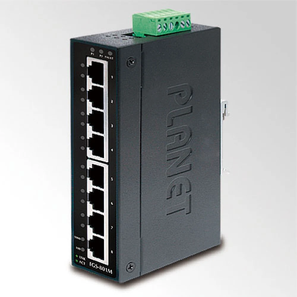 PLANET IP30 Slim type 8-Port Industrial Manageable Gigabit Ethernet Switch (-40 to 75 degree C)