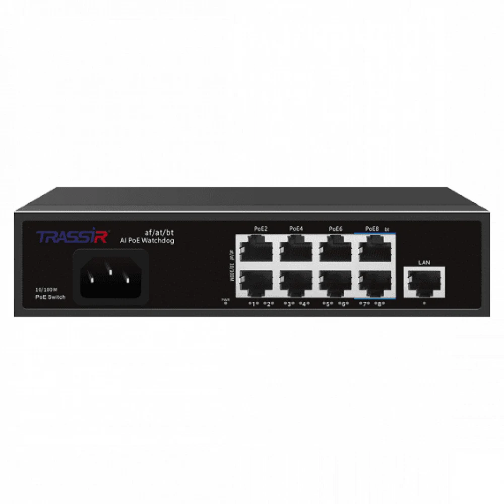Коммутатор Trassir TR-NS1109-120-8PoE (L2) 9x100Мбит/с 8PoE неуправляемый