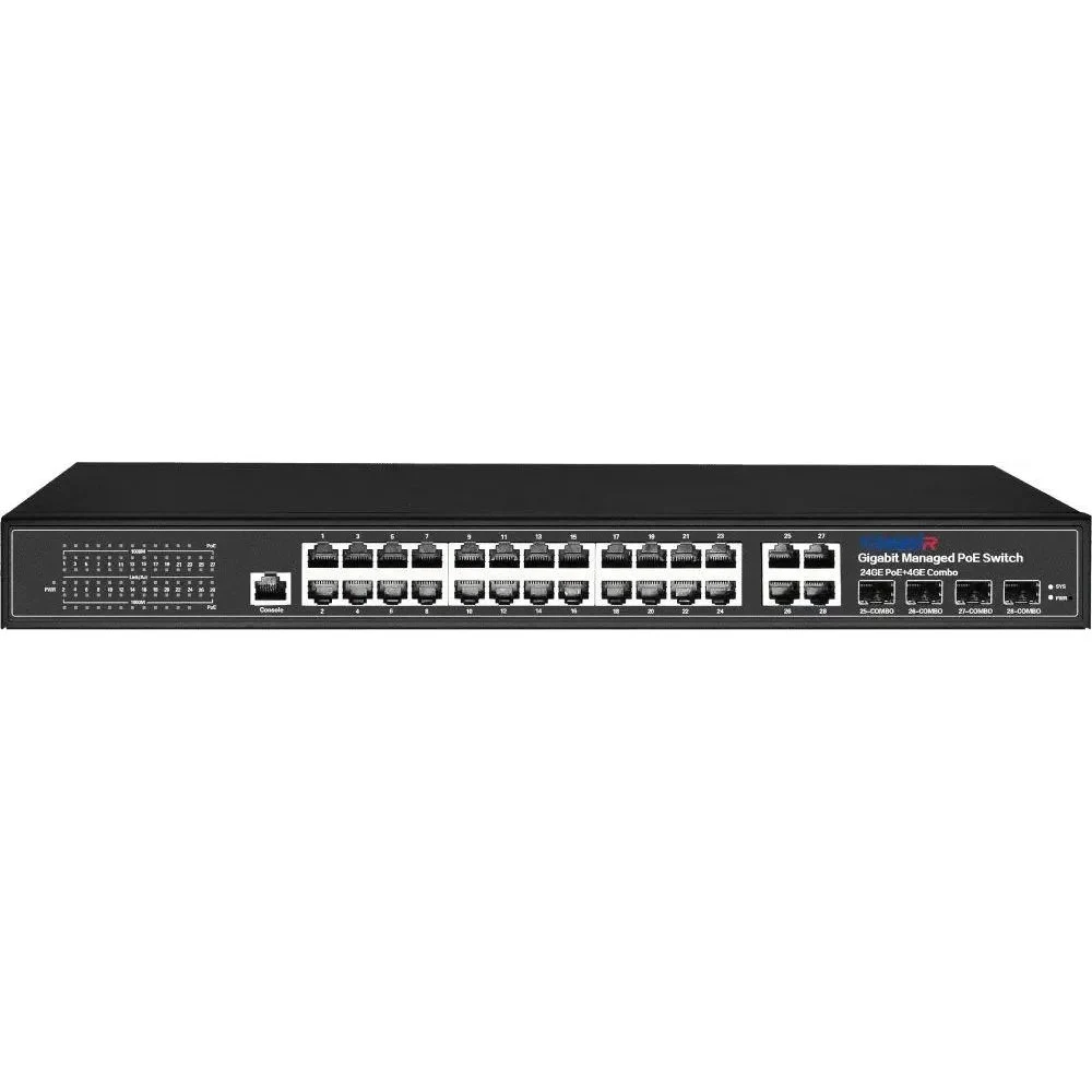 Коммутатор Trassir TR-NS24284C-400-24PoE (L2) 24x1Гбит/с 4xКомбо(1000BASE-T/SFP) 24PoE 400W управляемый