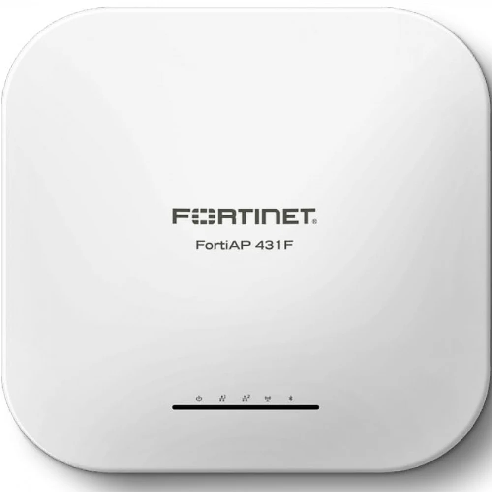 FortiAP-431F Indoor Wireless FortiAP - Tri radio (2x 802.11 a/b/g/n/ac/ax, 4x4 MIMO and 1x 802.11 a/b/g/n/ac Wave 2, 2x2 MU-MIMO), internal antennas, 1x 100/1000/2500 Base-T RJ45, 1x 10/100/1000 Bas