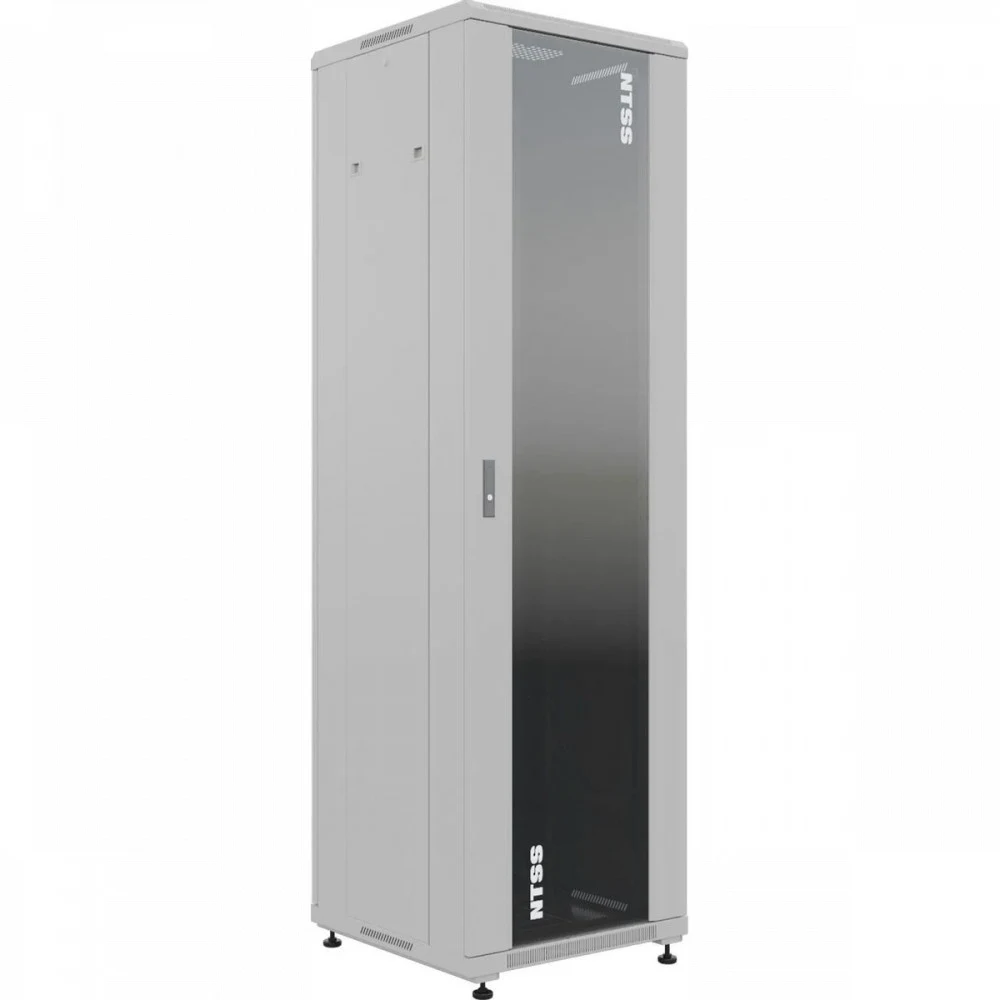 Шкаф коммутационный NTSS Премиум (NTSS-R18U6060GS) напольный 18U 600x600мм пер.дв.стекл металл 900кг серый 510мм 903мм IP20