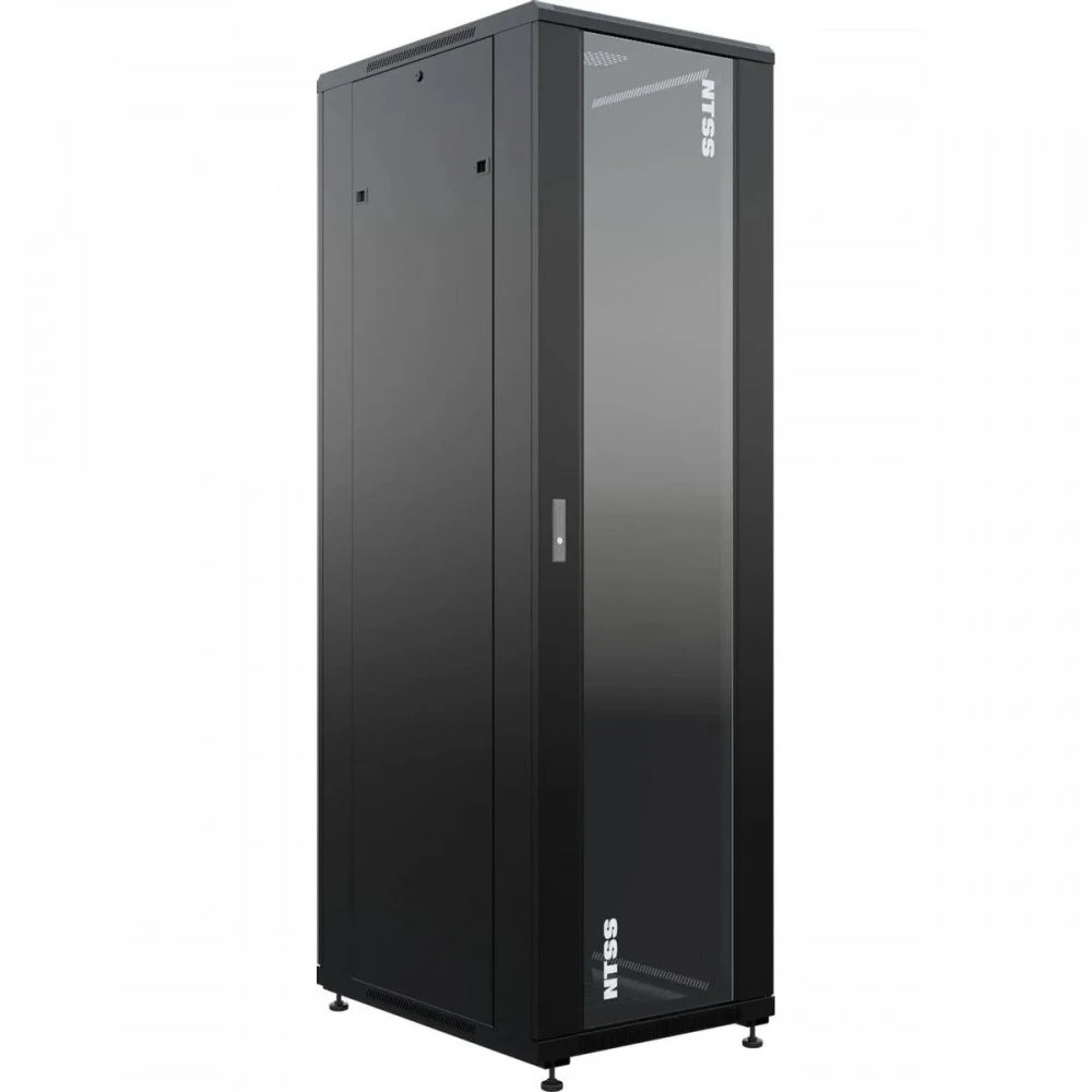 Шкаф серверный NTSS Премиум (NTSS-R42U6080GS-BL) напольный 42U 600x800мм пер.дв.стекл металл 900кг черный 710мм 99кг 1987мм IP20 сталь