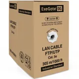 Кабель ExeGate SFTP4-C5e-CU-S24-IN-PVC-GY-305-FLUKE SFTP 4 пары кат.5e ExeGate медь, 24AWG, FLUKE® test pass, экран, бухта 305м, серый, PVC
