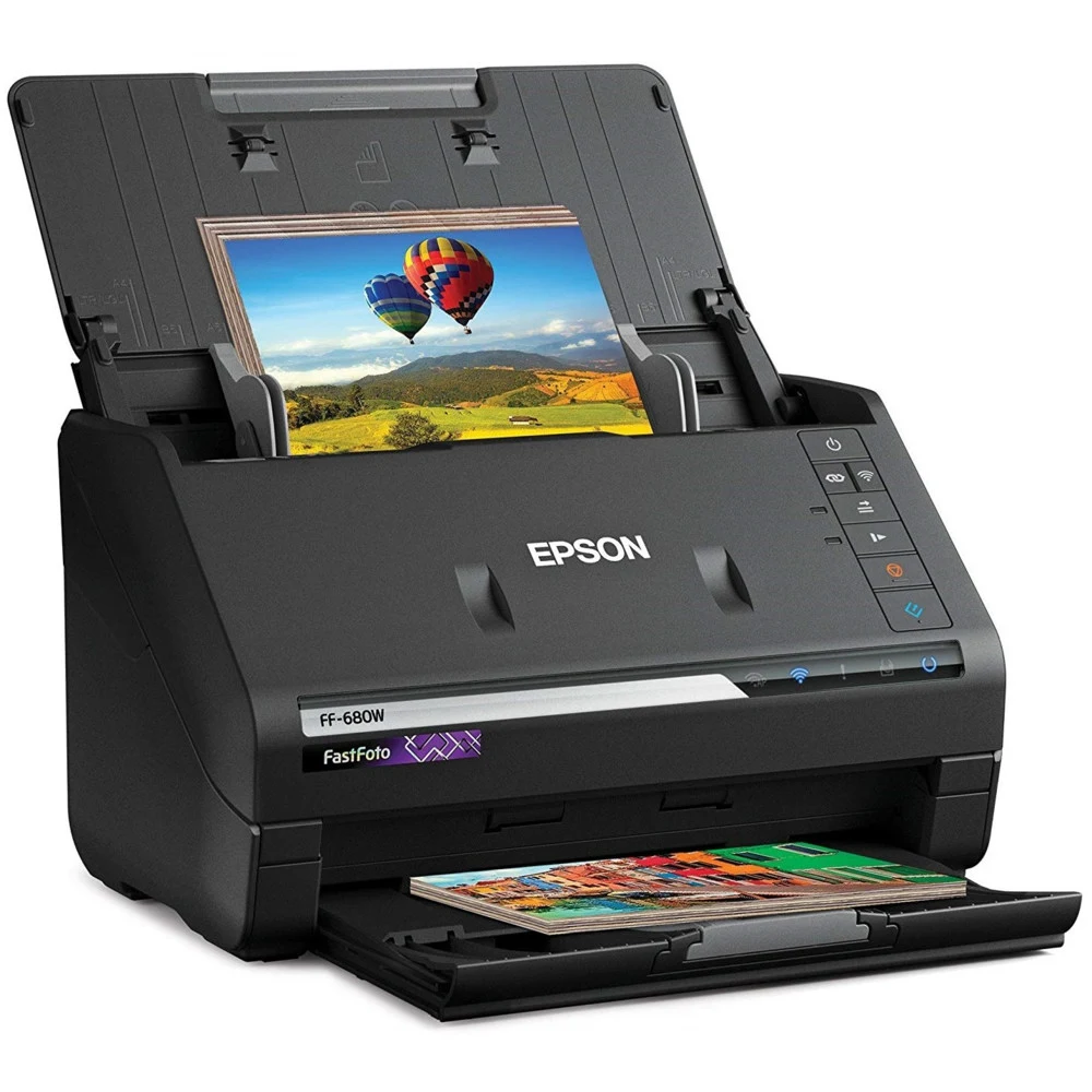 Сканер Epson FastFoto FF-680W (EMEA), B11B237401, A4, 600x600, 48/24-bit, 80 фото 10х15/мин, USB2.0, Wi-Fi