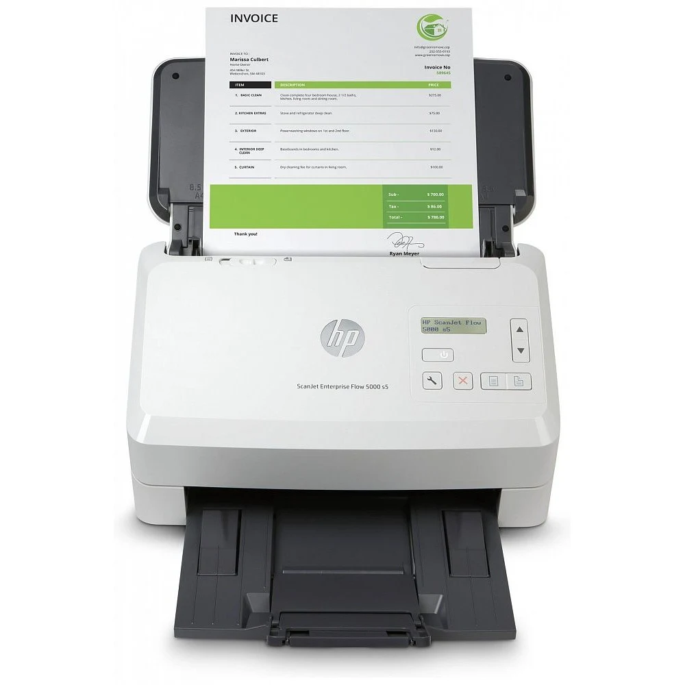Сканер HP SJ Ent Flow 5000 s5 (A4, 600 dpi, 65 pppm, 512Mb, 2-line LCD, USB-кабель)