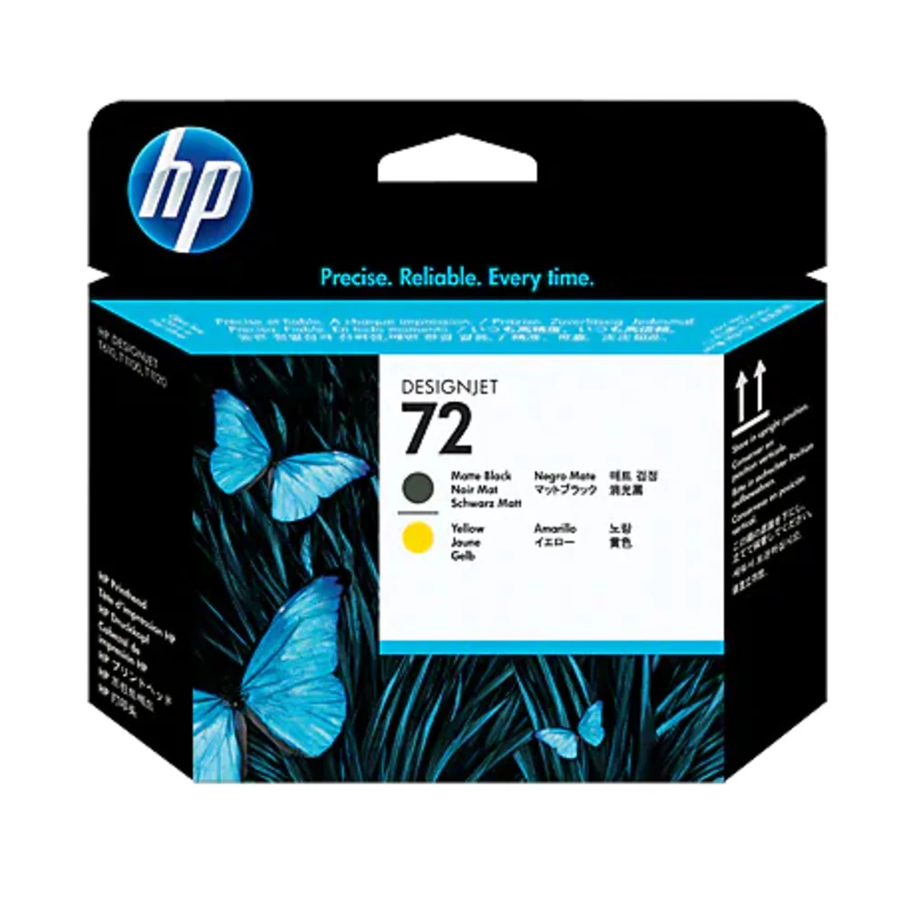 Печатающая головка Печатающая головка HP 72 для DesignJet T1100/T1120/T1200/T1300/T2300/T610/T620/T770/T790/T795, матовая чёрная + жёлтая