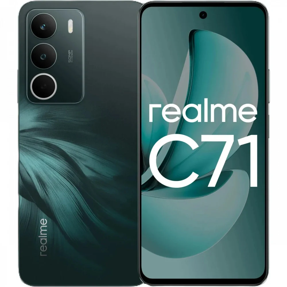 Смартфон Realme RMX5303 C71 256Gb 8Gb зеленый моноблок 3G 4G 2Sim 6.67" 720x1604 Android 15 50Mpix 802.11 a/b/g/n/ac NFC GPS GSM900/1800 GSM1900 FM