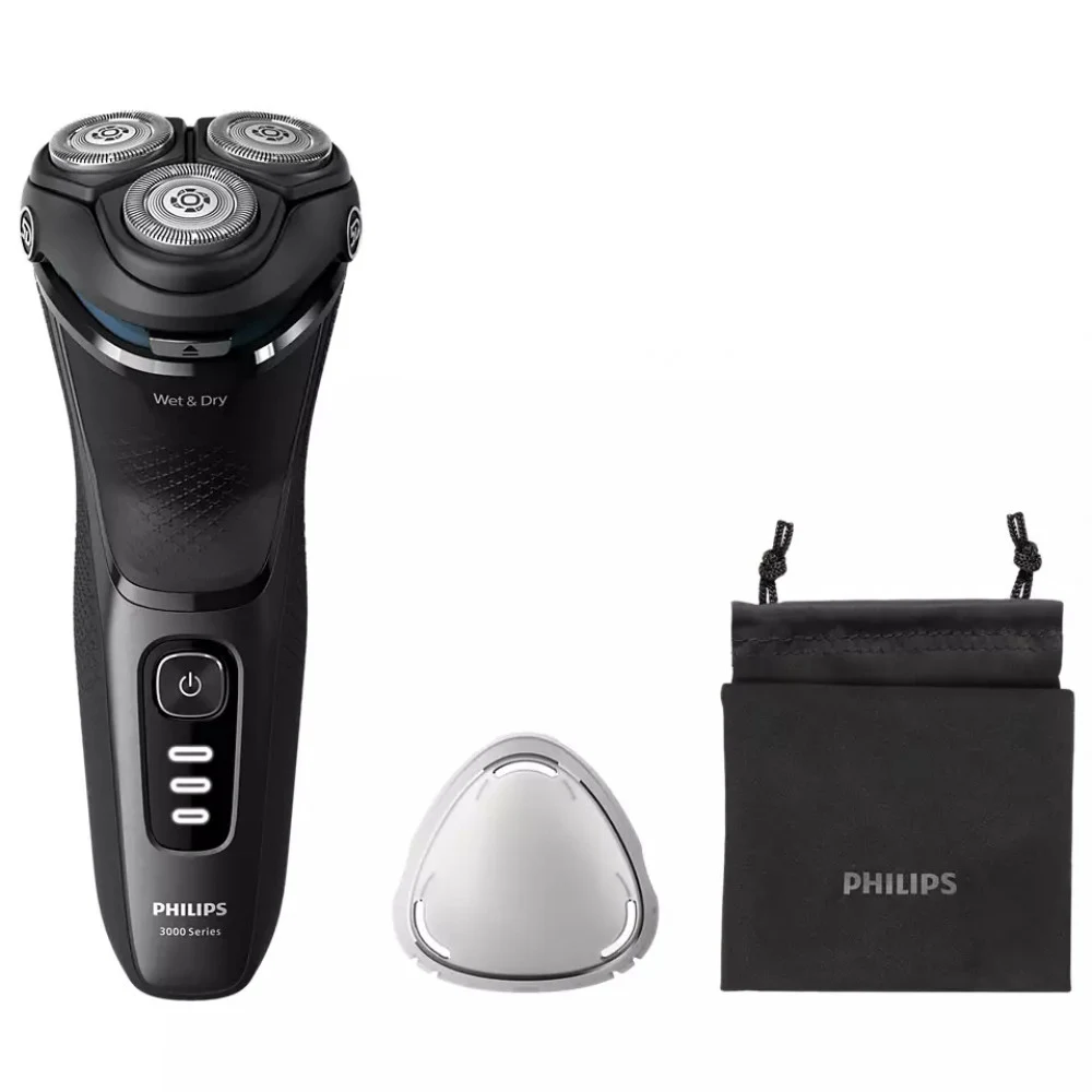 Электробритва, Philips, Серии 3000 S3244/12, Для влажного и сухого бритья, Питание от аккумулятора, Мощность 9 Вт, Время зарядки аккумулятора 1 ч, Тип аккумулятора Li-ion, Триммер откидной, Индикато