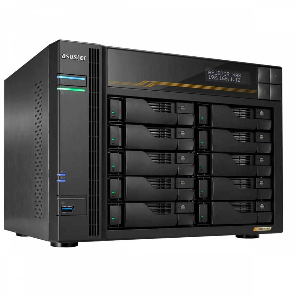 сетевое хранилище ASUSTOR AS6810T 10-Bay NAS/AMD Ryzen V3C14 2,3GHz/16GB DDR5, noHDD(HDD,SSD)/2x5,2х10,Gbe(LAN)/3xUSB3.2,Type-C 90IX01T0-BW3S00