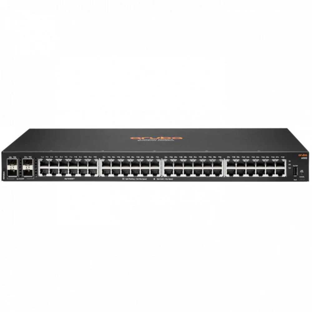 Коммутатор HPE Aruba Networking CX 6000 48G 4SFP Switch 48x ports 10/100/1000BASE-T Ports 4x 1G/1G SFP ports 1x USB-C Console Port 1x USB Type-A Host port