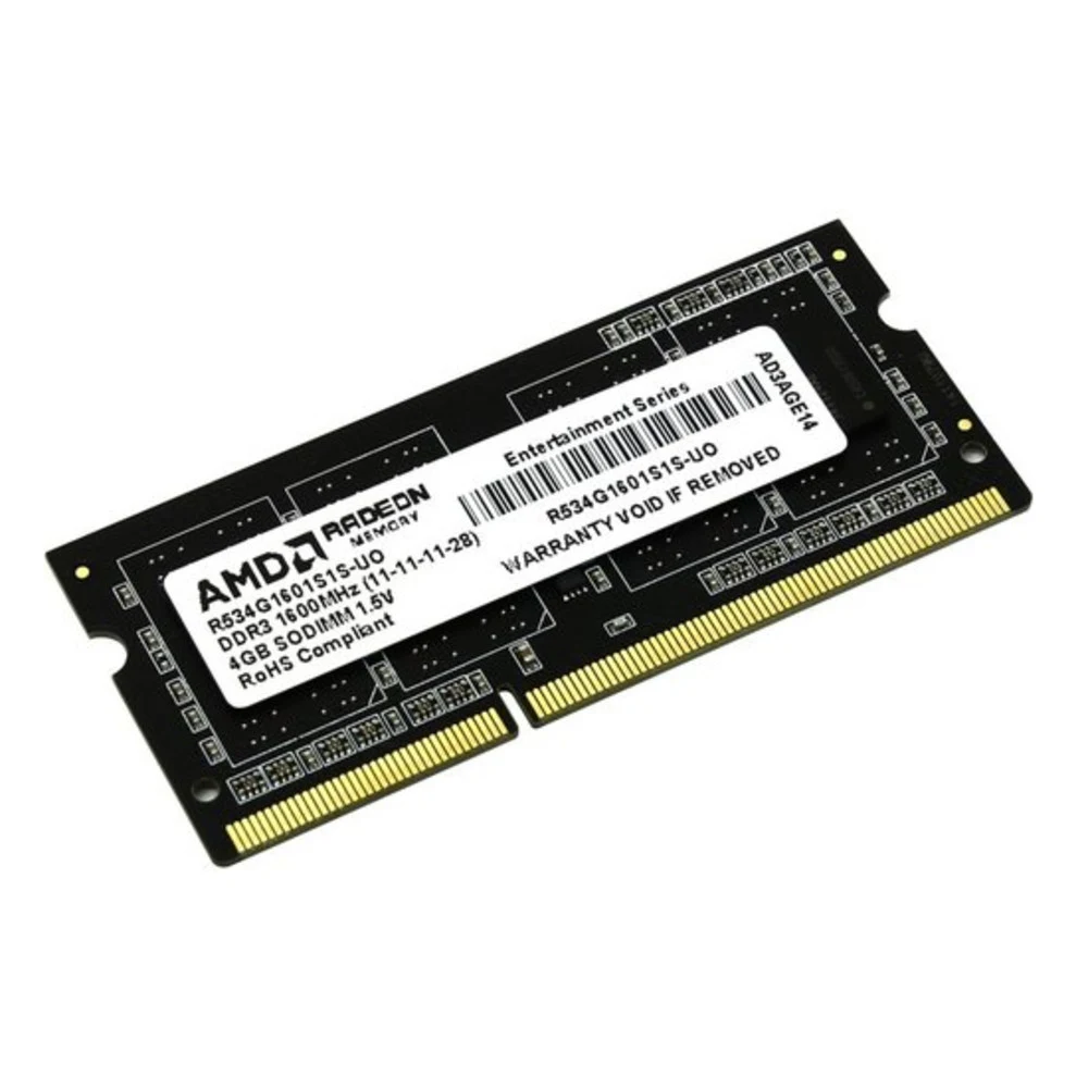 Оперативная память DDR4 4Gb 2400MHz AMD R744G2400S1S-U Radeon R7 Performance Series RTL PC4-19200 CL16 SO-DIMM 260-pin 1.2В Ret [R744G2400S1S-U]