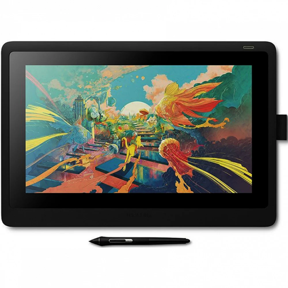 Графический планшет, Wacom, Cintiq 16 (DTK-1660K0B), Разрешение 5080 линий на дюйм, Размер рабочей области 293,8*165,2 мм, USB, HDMI, Размер 375*248*14 мм, Чёрный