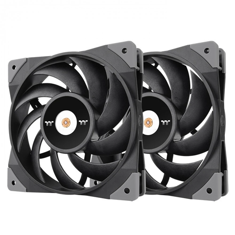 Кулер для компьютерного корпуса, Thermaltake, TOUGHFAN 12 2 pack, CL-F082-PL12BL-A, 120мм вентилятор, 2000об.мин, 4pin PWM, 58.35 CFM, 22.3 dB(A), 120x120x25мм, Чёрный