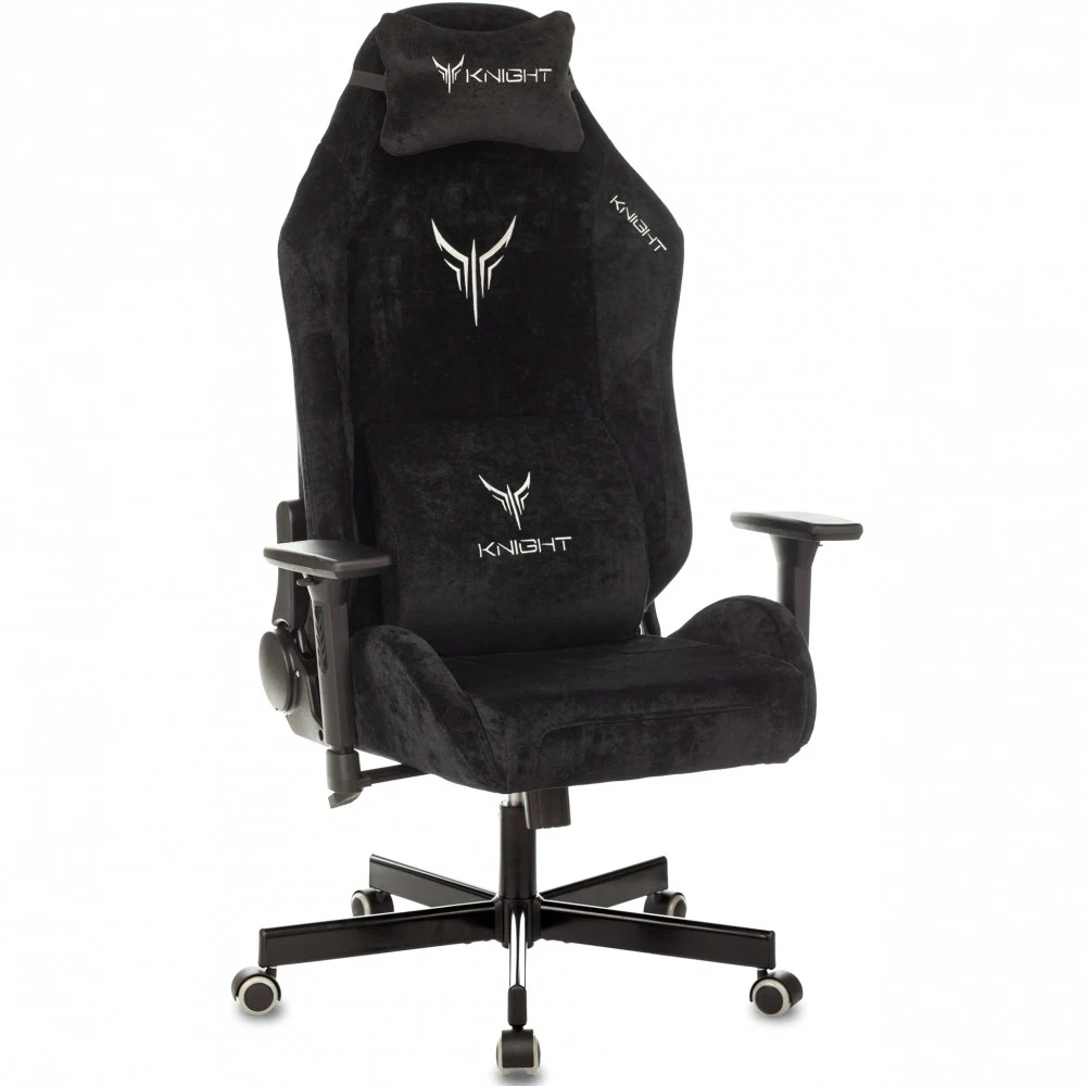 Кресло игровое Knight N1 Fabric черный Light-20 с подголов. крестов. металл