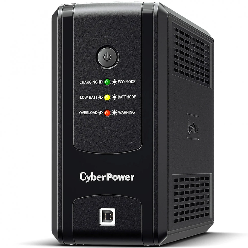 Источник бесперебойного питания, CyberPower, UT850EG, Мощность 850ВА/480Вт, UTG-серия, Линейно-интерактивный, Напольный, LED/RJ11/RJ45e/USB, AVR: 165-290В, АКБ 12В/7Ач*1шт., Вых: 3xSchuko, Чёрный