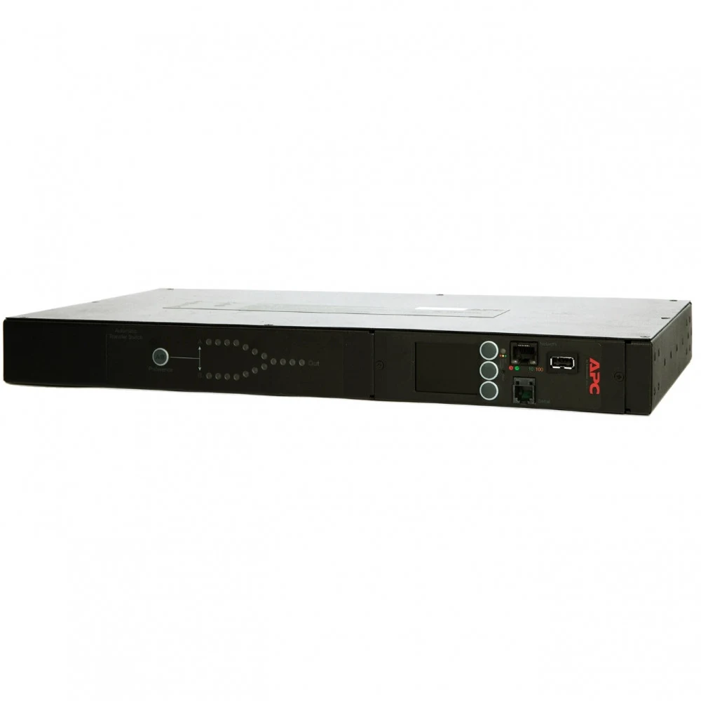 Стоечный автоматический переключатель ввода резерва AP4423A/ APC NetShelter Rack Automatic Transfer Switch, 1U, 16A, 230V, 2 C20 IN, 8 C13, 1 C19 OUT, 50/60Hz