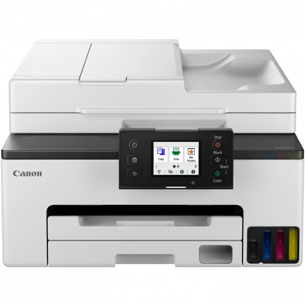 Цветное МФУ, Canon, MAXIFY GX2040, 6171C007AA, Струйное, A4, 15 стр./мин., Подача 250 листов, Планшетный сканер, Сенсорный дисплей 2.7", 180 МГц CPU, 128 МБ RAM, USB 2.0, Ethernet 10/100, Wi-Fi