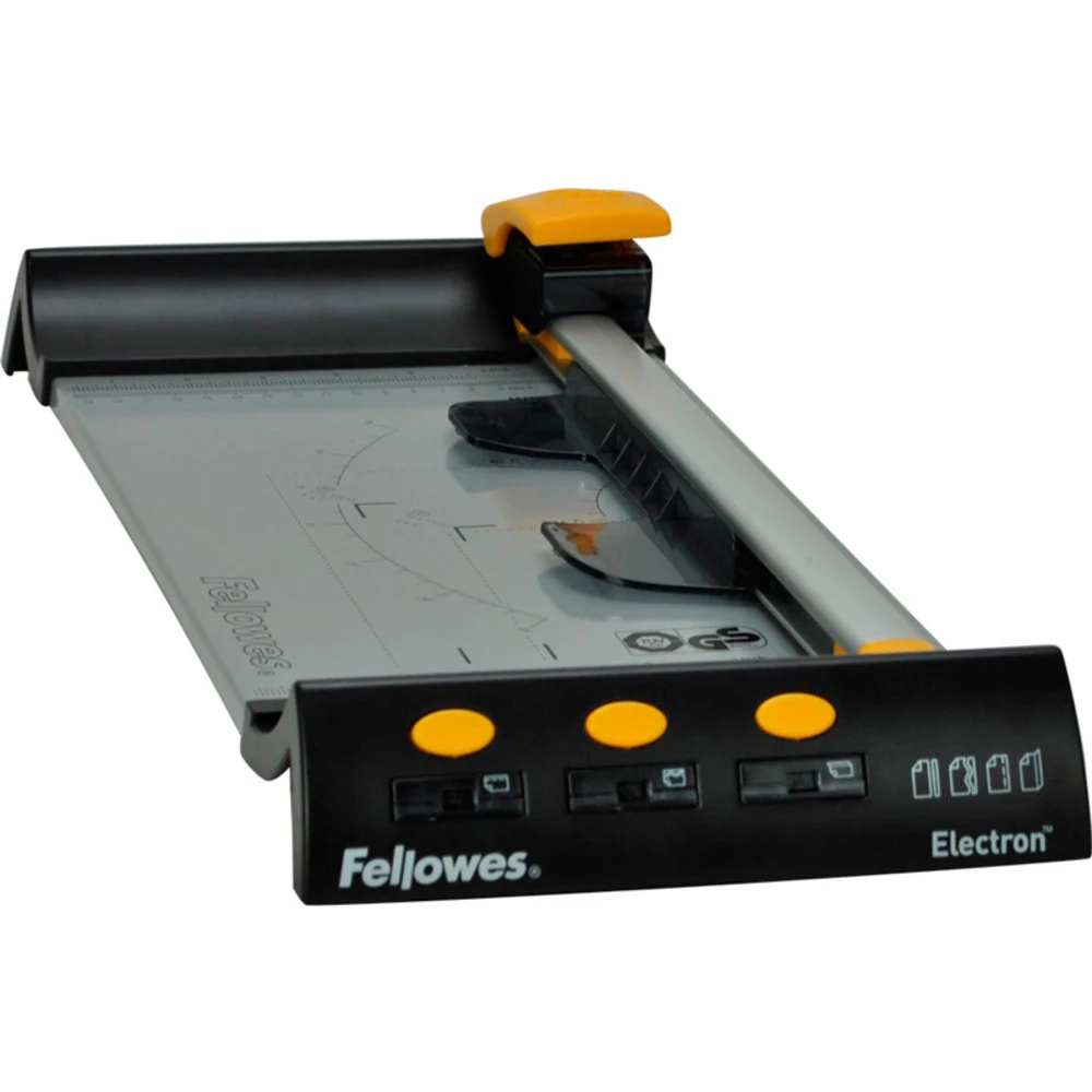 Fellowes® Резак дисковый ELECTRON A4, 10 лст., SafeCut™, 4 картриджа (прямой, биговка, пунктир, волна), SafeCut™Guide