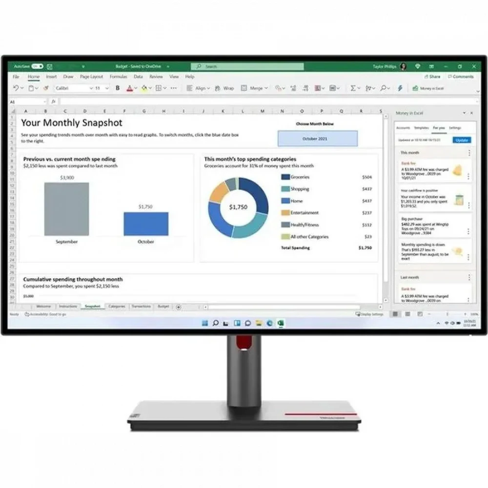 Lenovo ThinkVision P27h-30 27" 16:9 IPS 2560x1440 4ms 1000:1 350 178/178 //HDMI 2.0/DP 1.4 + DP 1.4 (Out)/USB-C Gen2/LTPS Stand, Daisy Chain, USB hub, 1.07B colors, Ethernet