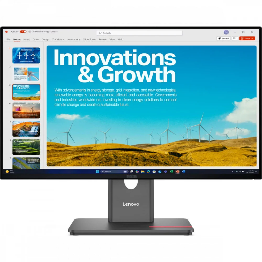 Монитор Lenovo 23,8" P24QD-40, 16:9, IPS, QHD, 4ms, 300cd, 120Hz, HDMI, DP, USB, USB-C, LAN, HAS