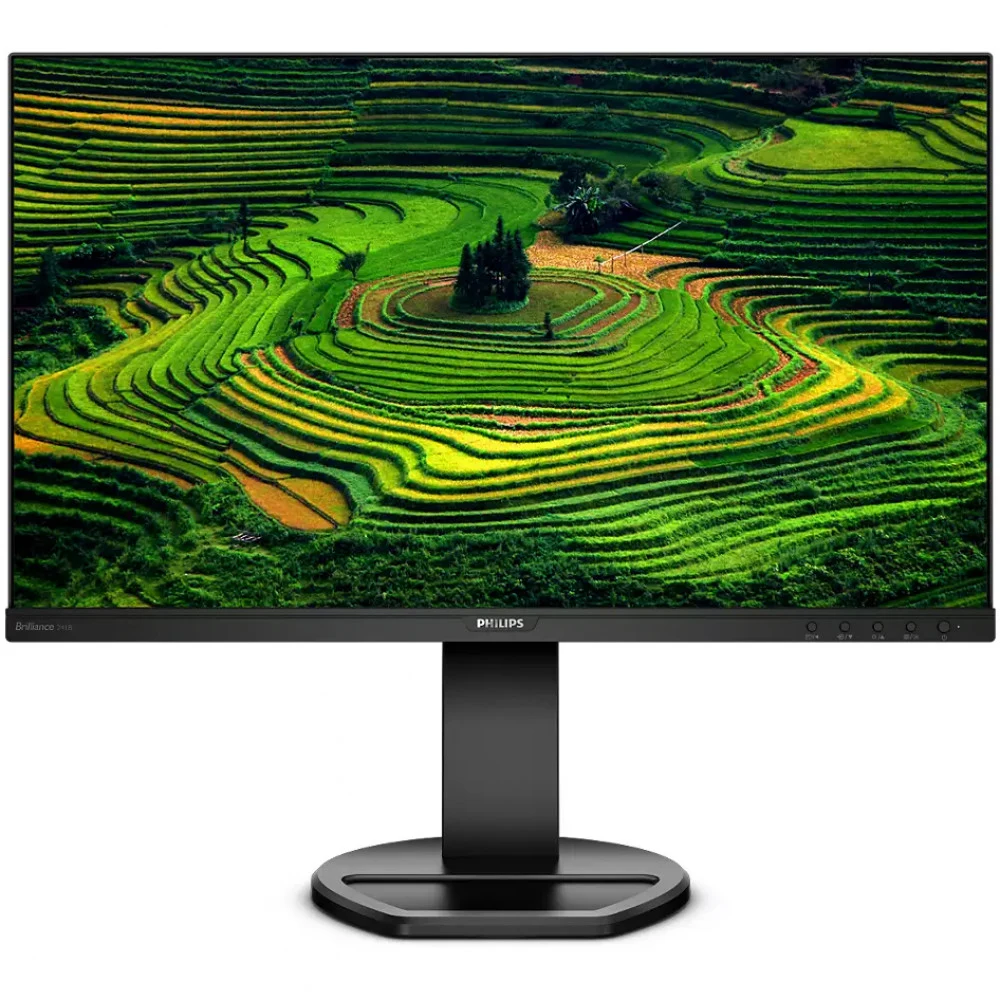 Монитор Philips 241B8QJEB 23,8'', 1920x1080, IPS, 75Hz, 50M:1, 250cd, 5ms, VGA, 2*HDMI 2.0, DP 1.2, 4*USB, Speakers , Height adj 150, pivot, VESA 100, 3Y, Black/ Philips 241B8QJEB 23,8'', 1920x1080,