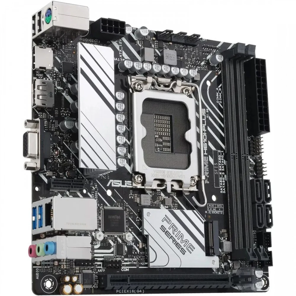 ASUS PRIME H610I-PLUS-CSM (Socket 1700, mini ITX, 2xDDR5(96GB), VGA/HDM/DP, 1xPCIe 4.0x16, 1xLAN, 4xSATA 6Gb/s, 1xM.2, 1xM.2 E key, 2xUSB 3.2, 2xUSB 2.0, 1xPS/2)